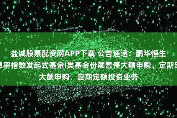 盐城股票配资网APP下载 公告速递：鹏华恒生港股通高股息率指数发起式基金I类基金份额暂停大额申购、定期定额投资业务
